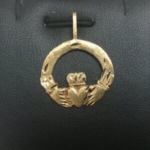 Men's/Women's 14k Yellow SOLID REAL Gold Claddagh Pendant Charm  2.00 grams